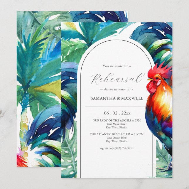 Invitation Dîner de répétition de mariage de destination oues (Devant / Derrière)