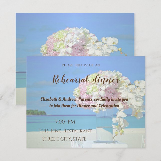 Invitation Dîner de répétition de mariage de plage (Devant / Derrière)