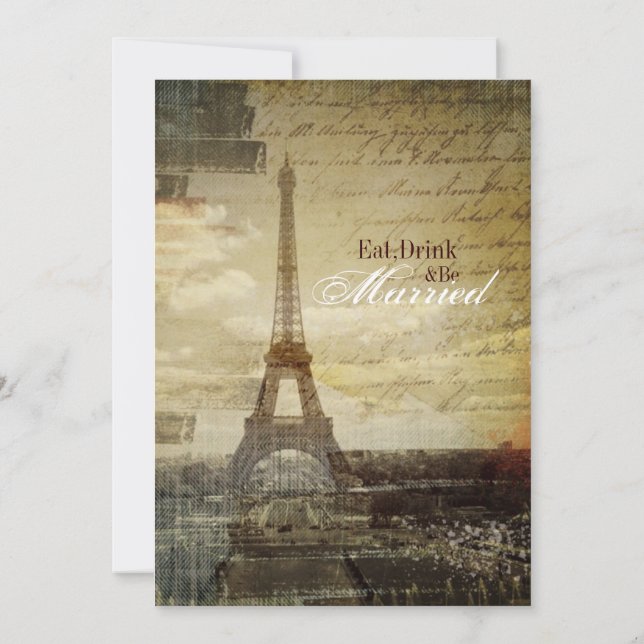 Invitation Dîner de répétition de mariage de Tour Eiffel de (Dos)