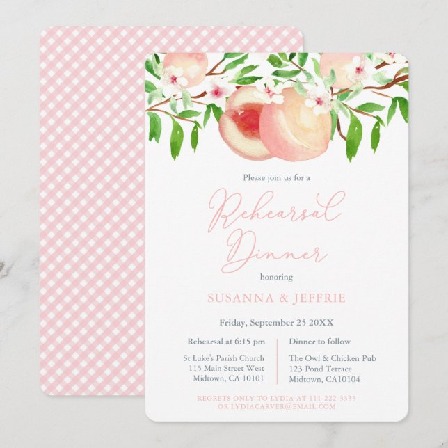 Invitation Dîner de répétition de Mariage du sud de Sweet Pea (Devant / Derrière)