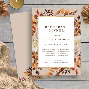 Invitation Dîner de répétition de mariage élégant d'automne
