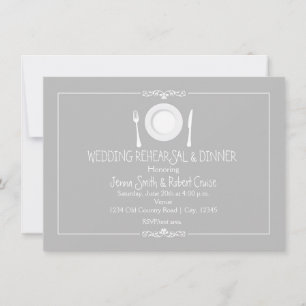 Invitation Dîner de répétition de mariage élégant gris Invita