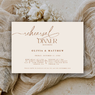 Invitation Dîner de répétition de mariage élégant la veille
