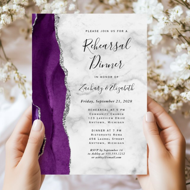 Invitation Dîner de répétition de mariage en Agate Violet Arg (Créateur téléchargé)