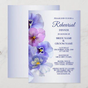 Invitation Dîner de répétition de mariage floral à la pensée 