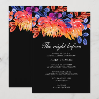 Invitation Dîner de répétition de mariage floral à l'aquarell