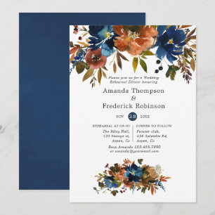 Invitation Dîner de répétition de mariage floral au gingembre