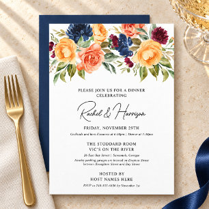 Invitation Dîner de répétition de mariage floral automnal mar