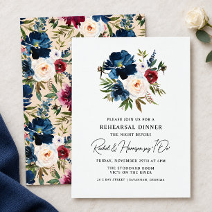 Invitation Dîner de répétition de mariage floral borde et mar