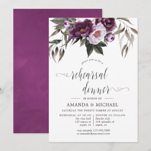 Invitation Dîner de répétition de mariage floral en velours p