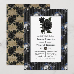 Invitation Dîner de répétition de mariage floral gothique vin