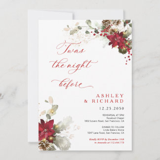 Invitation Dîner de répétition de mariage floral rouge de Noë