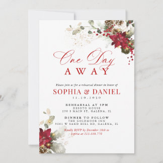 Invitation Dîner de répétition de mariage floral rouge de Noë