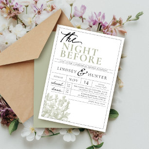 Invitation Dîner de répétition de mariage floral vintage vert