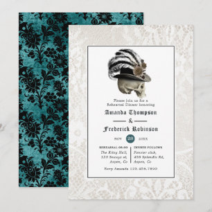 Invitation Dîner de répétition de mariage gothique Damask et