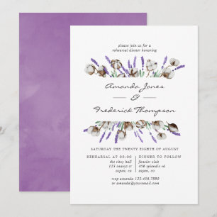Invitation Dîner de répétition de mariage Lavande et Coton