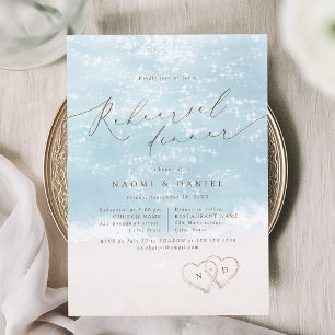 Invitation Dîner de répétition de mariage moderne sur la plag