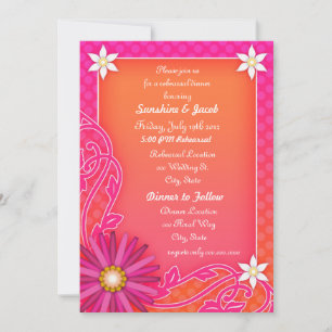 Invitation Dîner de répétition de mariage orange mandarine et