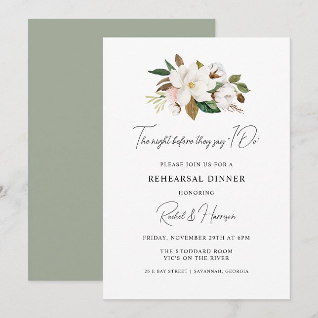 Invitation Dîner de répétition de mariage personnalisé (Devant / Derrière)
