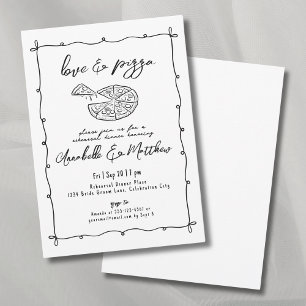 Invitation Dîner de répétition de mariage Pizza Love dessiné