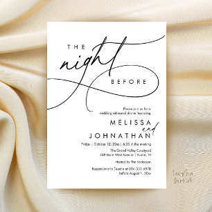 Invitation Dîner de répétition de mariage romantique la veill