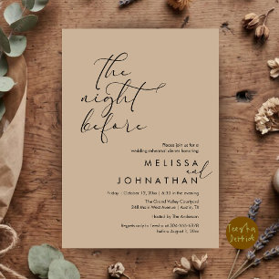 Invitation Dîner de répétition de mariage romantique la veill