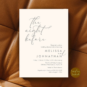 Invitation Dîner de répétition de mariage romantique la veill
