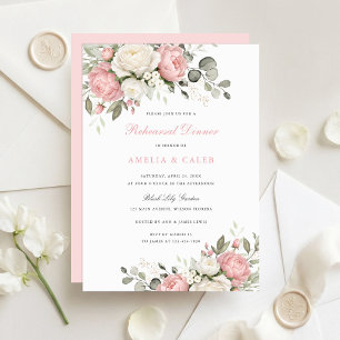 Invitation Dîner de répétition de mariage rose pâle élégant f