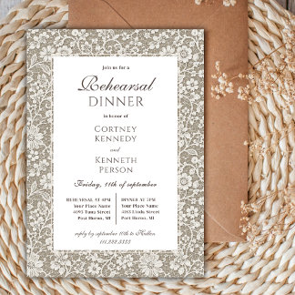 Invitation Dîner de répétition de mariage rustique élégant en