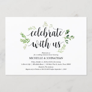 Invitation Dîner de répétition de Mariage rustique verdoyant 