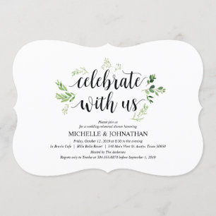 Invitation Dîner de répétition de Mariage rustique verdoyant 