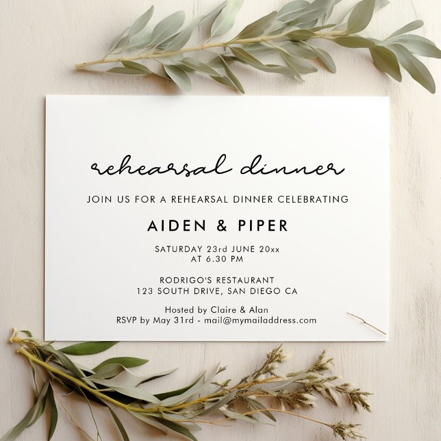 Invitation Dîner de répétition de mariage simple (Créateur téléchargé)