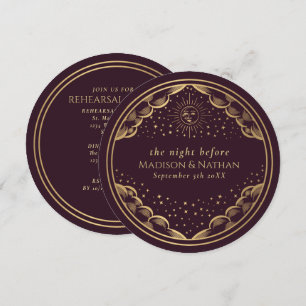Invitation Dîner de répétition de mariage Tarot Soleil et Lun