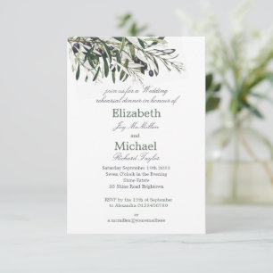 Invitation Dîner de répétition de Mariage vert italien botani