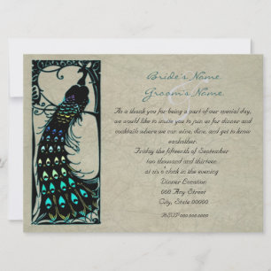 Invitation Dîner de répétition de mariage vintage Peacock