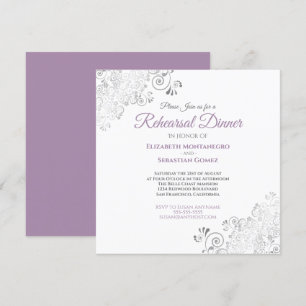 Invitation Dîner de répétition de mariage violet gris élégant