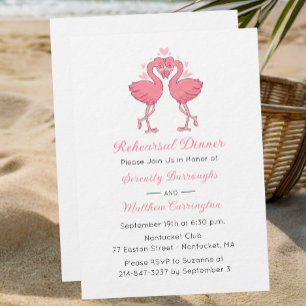 Invitation Dîner de répétition de plage flamant rose tropical