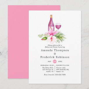Invitation Dîner de répétition de plage tropicale rose Dégust