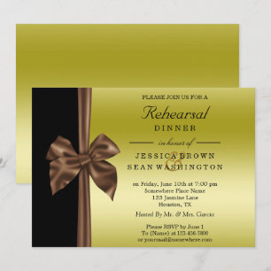 Invitation Dîner de répétition de soie romantique or et noir