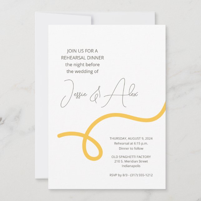 Invitation Dîner de répétition de Spaghetti (Devant)