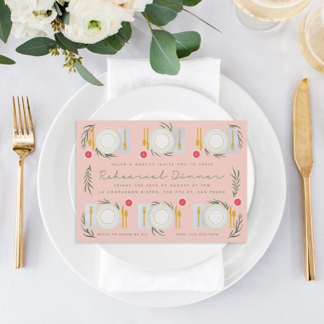 Invitation Dîner de répétition de table illustré (Créateur téléchargé)