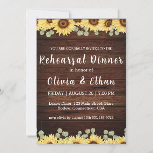 Invitation Dîner de répétition de tournesol de pays invitatio