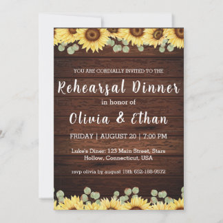 Invitation Dîner de répétition de tournesol de pays invitatio