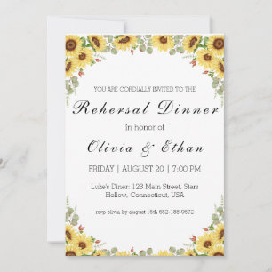 Invitation Dîner de répétition de tournesol Eucalyptus invita