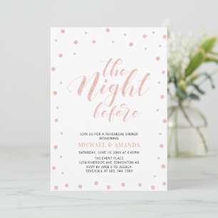 Invitation Dîner de répétition de typographie moderne or rose