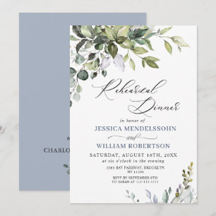 Invitation Dîner de répétition de verdure d'eucalyptus à l'aq