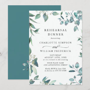 Invitation Dîner de répétition de verdure d'eucalyptus à l'aq