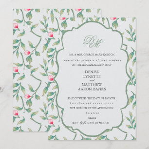 Invitation Dîner de répétition délicieuse de fleurs