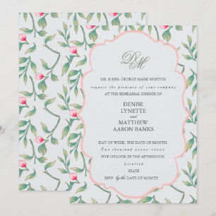 Invitation Dîner de répétition délicieuse de fleurs