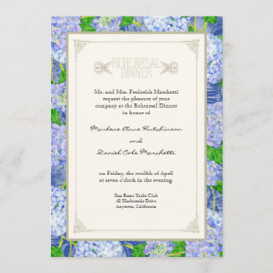 Invitation Dîner de répétition - dentelle bleue d'hortensia